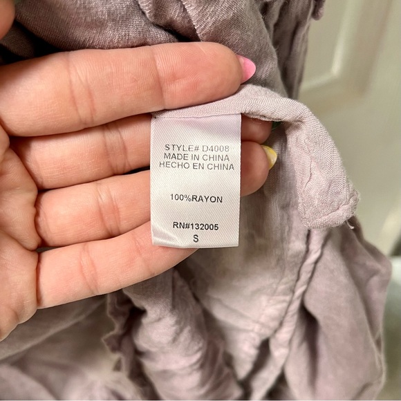 ENTRO Lavender Purple Crochet Ruffle Hem High-Low Dress, 100% Rayon, Summer, S - Picture 6 of 7